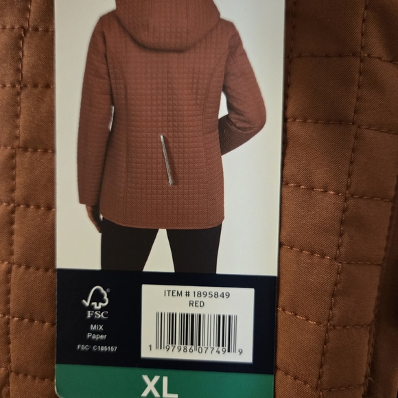 Lands' End Women's Hooded Quilted Jacket in Red Size XL NWT - Picture 3 of 12